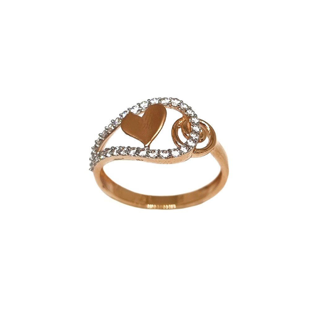 18K Rose Gold Heart Shaped Modern R...