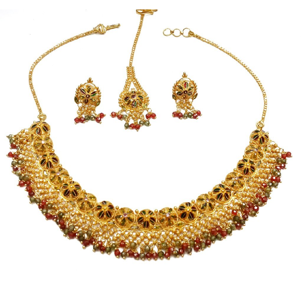 22k gold multi meenakari flower sha...