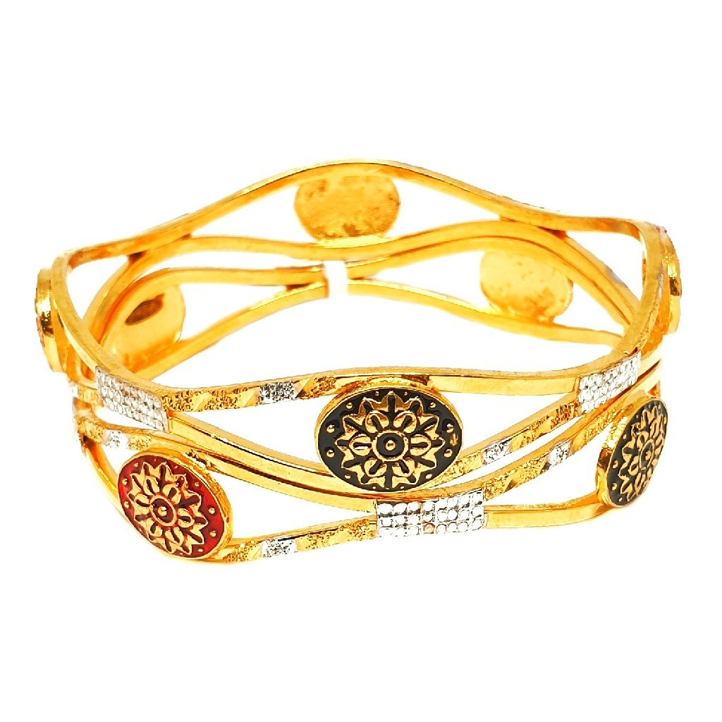 One gram gold forming 2 piece kadali bangles mga - bge0245