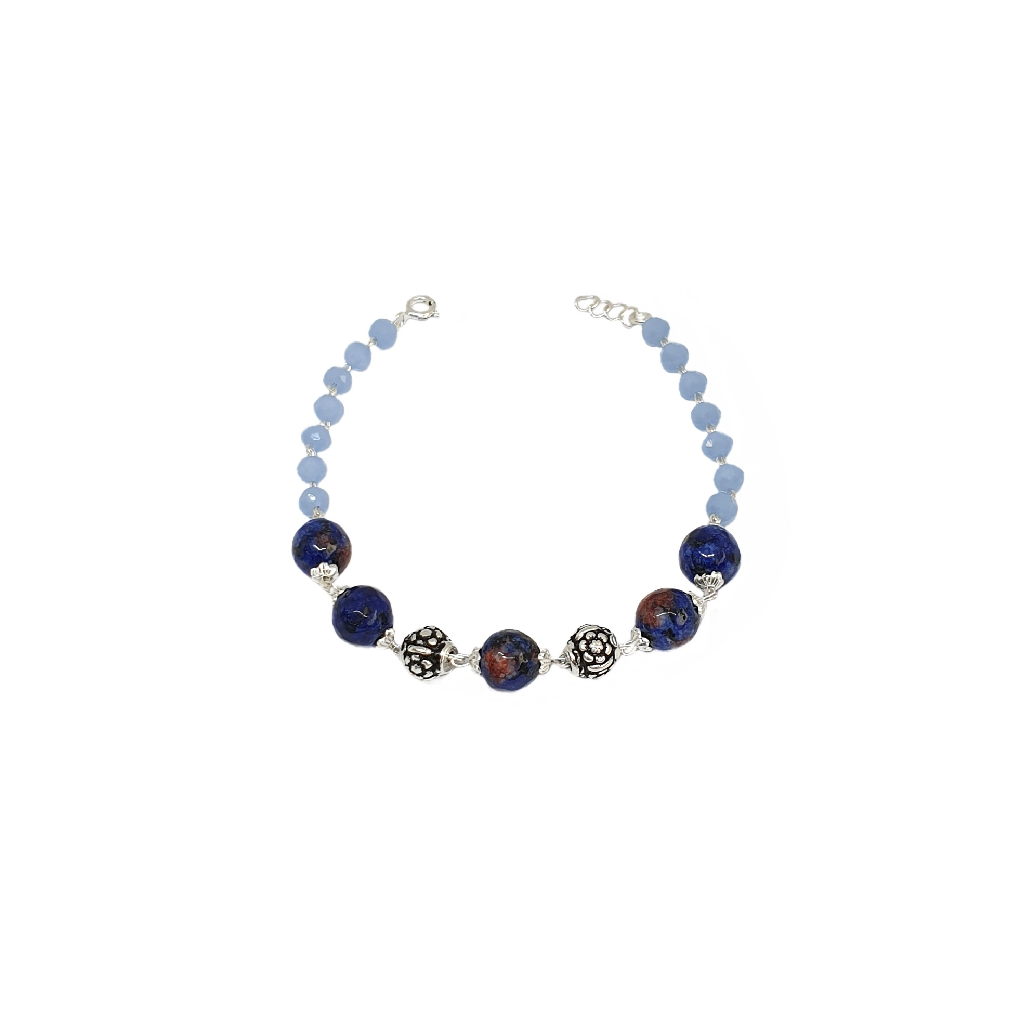 Blue Marble Bracelet In 925 Sterlin...